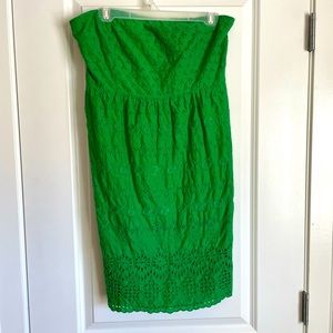 Old Navy Kelly Green Eyelet Strapless Dress, Size L